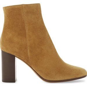 New Maje Camel Fox Suede Heeled Ankle Boots